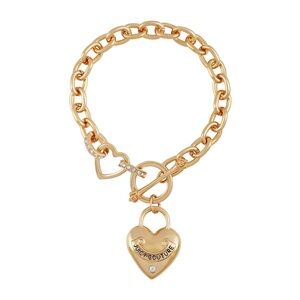 NWT Juicy Couture Gold Heart Charm Toggle Bracelet